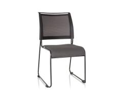 hjh OFFICE 760005 Silla de Reuniones Padua V Tela Gris/Negro, Silla de Conferencia, Respaldo en Malla Transpirable, Acolchada, apilable