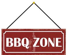 Schatzmix Blechschild BBQ Zone Metallschild Wanddeko 27x10 cm mit Kordel SeÃ±al metÃ¡lica, hojalata, Multicolor