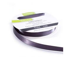 Vaessen Creative Cinta Satinada, 9mm x 10m, Brillo Elegante para Crear Tarjetas, Scrapbooks, Envoltorios de Regalos y Otros Proyectos de Manualidades, CarbÃ³n, 9 mm