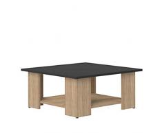 Temahome Mesa baja cuadrada, 67 x 67 x 30.5 cm, color roble y negro