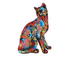 Casablanca - Figura Decorativa de Gato Salvaje de Resina - Regalo para Amantes de los Gatos - Color: Multicolor Graffiti Altura 29 cm