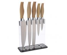 Quid Baobab Tacoma acrÃ­lica, Set de 5 Cuchillos de Cocina con Mango Efecto Madera, Acero Inoxidable