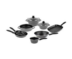 Magefesa K2 Gransasso completa baterÃa de cocina: Olla 24Ã con tapa, Cacerola 20Ã con tapa, Cazo 16Ã, Molde de horno 24 cm, Lote de 2 sartenes 20/26 cm, Wok 28 cm y Asador 28 cm