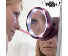 Mamzelle O Preety U Espejo de Aumento con LED, Morado, 13x5x13 cm