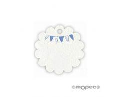 Mopec Tarjeta con Forma de Flor con una banderita para niÃ±o, Pack de 54 Unidades, Cartulina, Marfil, 0.02x3.00x3.00 cm