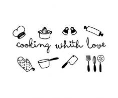 HYO Cooking with Love Vinilo, Negro, 100x36 cm