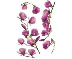 Plage DecoraciÃ³n Mural Adhesiva con DiseÃ±o Flores Magnolia, Vinilo, Malva, 48x3x68 cm