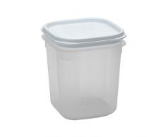 Tatay 1160301 Contenedor de alimentos hermético cuadrado flexible a presión plástico transparente con tapa blanca libre de bpa 07 litros de capacidad, 10 x 10 x x 11,7 cm