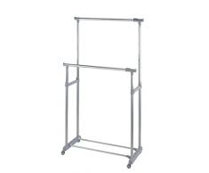 WENKO Perchero Twin Bars - regulable en altura, Metal cromado, 95-163 x 98-168 x 44 cm, Cromo