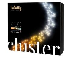 Twinkly Cluster â Cadena de Luces LED en Racimo Controladas por la Aplicación con 400 LEDs RGB (16 Millones de Colores). 6 Metros. Cable Negro