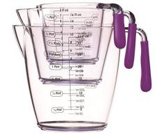 Colourworks Juego de 3 jarras medidoras de acrÃ­lico, 200, 400 y 900 ml, Color Morado
