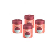BOLSIUS - Vela de pilar rústica brillante - Rojo - 8cm - Paquete de 4 - Velas sin goteo - No perfumadas