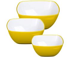 3X ENSALADERA CUADRADA COLOR AMARILLO 14CM + 19CM + 25CM|Peq. L. 14 x D. 14 x H. 6,6 cm / Med. Â L. 19 x D. 19 x H. 9 cm / Gr. L. 24,5 x D. 24,5 x H.