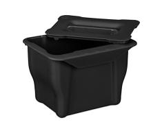 Relaxdays Contenedor de Basura Cocina, 5 L, Papelera Pequeña con Tapa, Colgante, Plástico, Cubo Restos Orgánicos, Negro