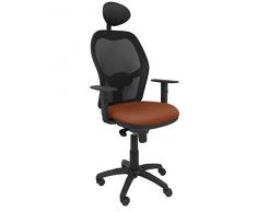 Piqueras Y Crespo (PIQU7) Silla Jorquera Malla Negra Asiento Bali marrón con cabecero Fijo Oficina, Talla Unica