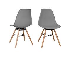 ZONS â Juego de 6 sillas Morry de polipropileno, color gris de estilo escandinavo, tapizado en madera,