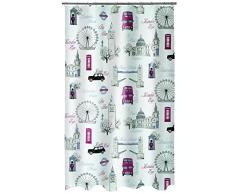 Spirella 180 x 200, Multicolor colección Westminster, Cortina de Ducha Textil, 100% Polyester, PEVA