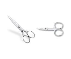 3 Claveles Tijeras Cocina Multiusos, Acero Inoxidable, Brillo, 20 cm + Tijera para UÃ±as, Curvas, Acero Carbono - ( 3,5 )