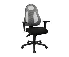 Topstar Free Art inklusiv hÃ¶henverstellbarer Armlehnen Silla giratoria de Oficina, Polipropileno, poliÃ©ster, Negro/Azul Claro, 61 x 65 x 127 cm