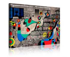 DEKOARTE 351 Cuadro Moderno en Lienzo, Abstracto Estilo Miró, Multicolor, 1 pieza (120x80x3cm)