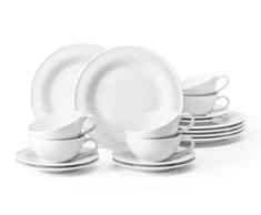 Seltmann Weiden 18 Piezas | Set para 6 Personas | Serie Beat Blanco | Servicio Incluye Cada 6 Plato de Desayuno, Taza, platillo de tÃ©, 0.3 litros, Porcelana