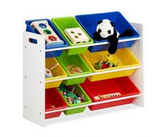 Relaxdays EstanterÃa Infantil con Cajas, Almacenaje de Juguetes, Multi-Color, MDF & Plástico, 68x86x31 cm