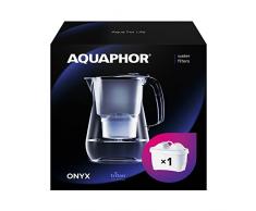 AQUAPHOR filtro de agua Onyx negro 1 MAXFOR+ filtro incluido I Filtro de agua en aspecto de cristal para 4,2l I Jarra estilosa I Disminuye cal y cloro I Perfecto para la familia