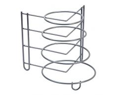 Sauvic Gris Soporte para 4 SARTENES PLASTIFICADO, Acero con Recubrimiento plÃ¡stico anticorrosivo de Color, 27x26x24 cm