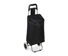 Relaxdays Carrito Compra Plegable 28 L, Carro Ruedas Anchas, Bolsa ExtraÃble, PP-Poliéster, 92,5 x 42 x 28 cm, Negro, 1 Ud