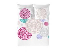 Devota&Lomba Juego De Funda Nórdica Medallones Blanco/Multicolor Cama 135 (220 x 220 cm + 45 x 155 cm)