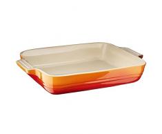 LE CREUSET Bandeja Rectangular, para 4 porciones, Cerámica de gres, Naranja (Volcánico), 26 cm