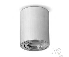 JVS Luminaria de montaje en superficie luminaria de techo montada en superficie Led MILANO -LANG- GU10 230V redondo aluminio plateado lámpara de techo foco CUBE araña de aluminio.