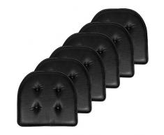 Sweet Home Collection Almohadillas de Espuma viscoelÃ¡stica para Silla, Parte Trasera de Goma Antideslizante, en Forma de U, 17 x 16 Pulgadas, Paquete de 6, Piel sintÃ©tica, Color Negro