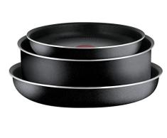 Tefal Ingenio Essential L2007802 - Juego de 3 sartenes (22 y 26 cm + sartén de 24 cm) Excepto inducción, color negro