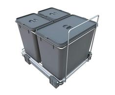 FELOMODE ECOFIL PF02B Papelera para Recogida Separada de Residuos, ExtraÃble para Armario, 18 L y 2 x 8 L, 45,9 x 38,7 x 40 cm