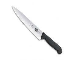 Victorinox Fibrox Cuchillo de trinchar de 22Â cm con filo alveolado, antideslizante, fabricado en acero inoxidable, apto para el lavavajillas y de color negro