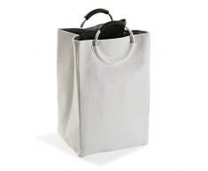 Versa 19487075 Cesto de Ropa para la Colada con Asas Plegable, Poliéster, Blanco, 55 x 30 x 46 cm
