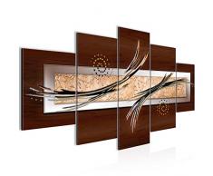 104951a - Cuadro de pared (200 x 100 cm, lienzo de fieltro, tamaño XXL, 5 piezas, fabricado en Alemania, listo para colgar), color marrón