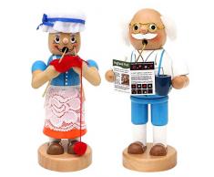 Dekohelden24 Dekohelden24-Figura Juego de 2 Unidades, Dimensiones de Cada Figura Aprox. 9 x 7 x 16,5 cm, Incluye 1 Paquete de Velas de Incienso de Navidad para Abuela, Madera, 17 cm