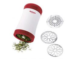 Westmark Cortador de hierbas/rallador de queso parmesano, 2 en 1, Con discos cortantes afilados reemplazables, 7,5 x 7,5 x 13,4 cm, Acero inoxidable/plÃ¡stico, Blanco/rojo, 11602260