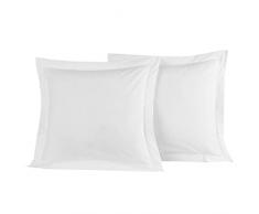 Home Cassiopee to80pe-bla â Juego de 2 Fundas de Almohada de 80 Hilos percal Blanco 65 x 65 cm