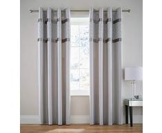 Catherine Lansfield racimo de Lentejuelas Cortinas con Ojales, Lino, Plateado, 66x90 Inch