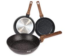 Quttin - Sartén Antiadherente de inducción Ecologi con Mango. Para todo tipo de cocinas. Aluminio Forjado Doble Capa. Resistente Duradera. Sarten Negra Mediana 24 cm