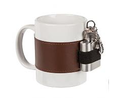 OOTB taza de cerámica, extra Shot, con petaca de metal, color blanco, 14,5 x 8 x 9.5 cm