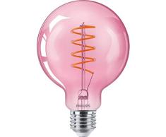 Philips - Bombilla LED cristal 15W Globo E27 rosa, regulable
