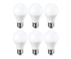 AmazonBasics Bombilla LED Esférica E27, 9W (equivalente a 60W), Blanco Cálido, Regulable - 6 unidades