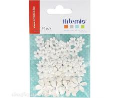 Artemio 11060401 - Juego de 60 Mini Flores, Papel, 7,5 x 1 x 11,5 cm, Color Blanco