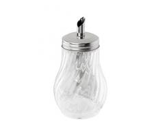FM Professional Dosificador azúcar - Azucarero vintage - Azucarero fresco - Azucarero de Cristal - Azucarero con dosificador en acero inoxidable - Azucarero 280ml-8x8x14,5cm - 1ud.