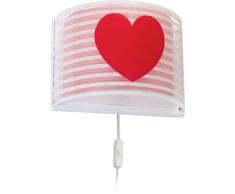 Dalber Light Feeling Lámpara Infantil Aplique Pared Corazón, 60 W, Rosa
