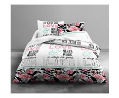 Today 013082 Funda de edredón Enjoy Love Flamingo 220 x 240 cm con 2 Fundas de Almohada 63 x 63 cm algodón Blanco/Negro/Rosa